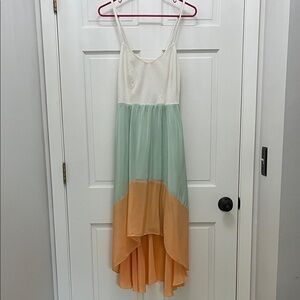 Anthropologie hutch Capay Tiered Colorblock Silk Skirt Midi Dress - Sz Small